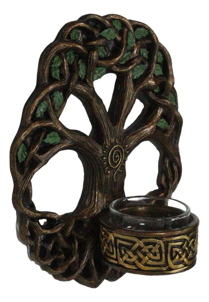 Wiccan Celtic Knotwork Tree Of Life Votive Candleholder Wall Sconce Plaque Decor