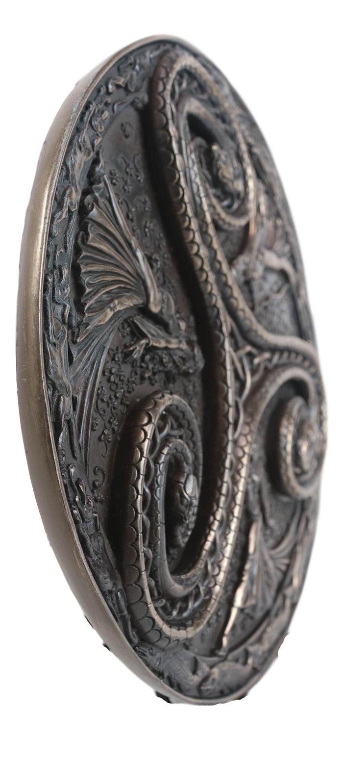 Wiccan Triple Goddess Triskele Spiral Serpent In Rune Circle Wall Plaque Decor