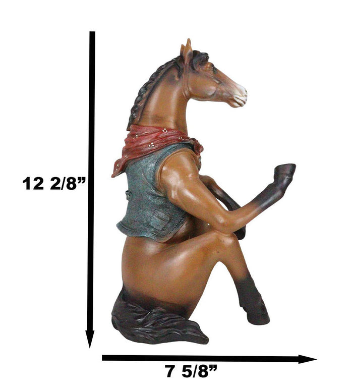 Wild West Western Cowboy Sitting Brown Horse With Red Scarf Wine Bottle Holder