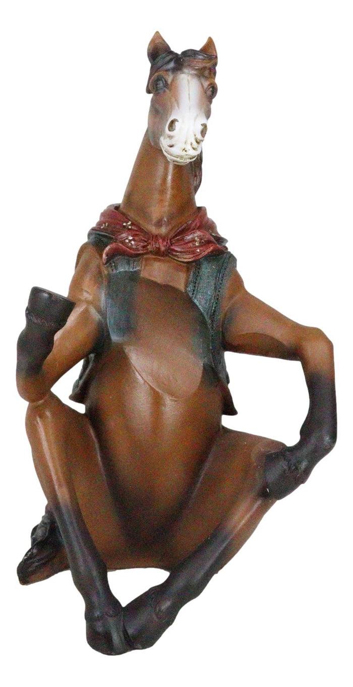 Wild West Western Cowboy Sitting Brown Horse With Red Scarf Wine Bottle Holder