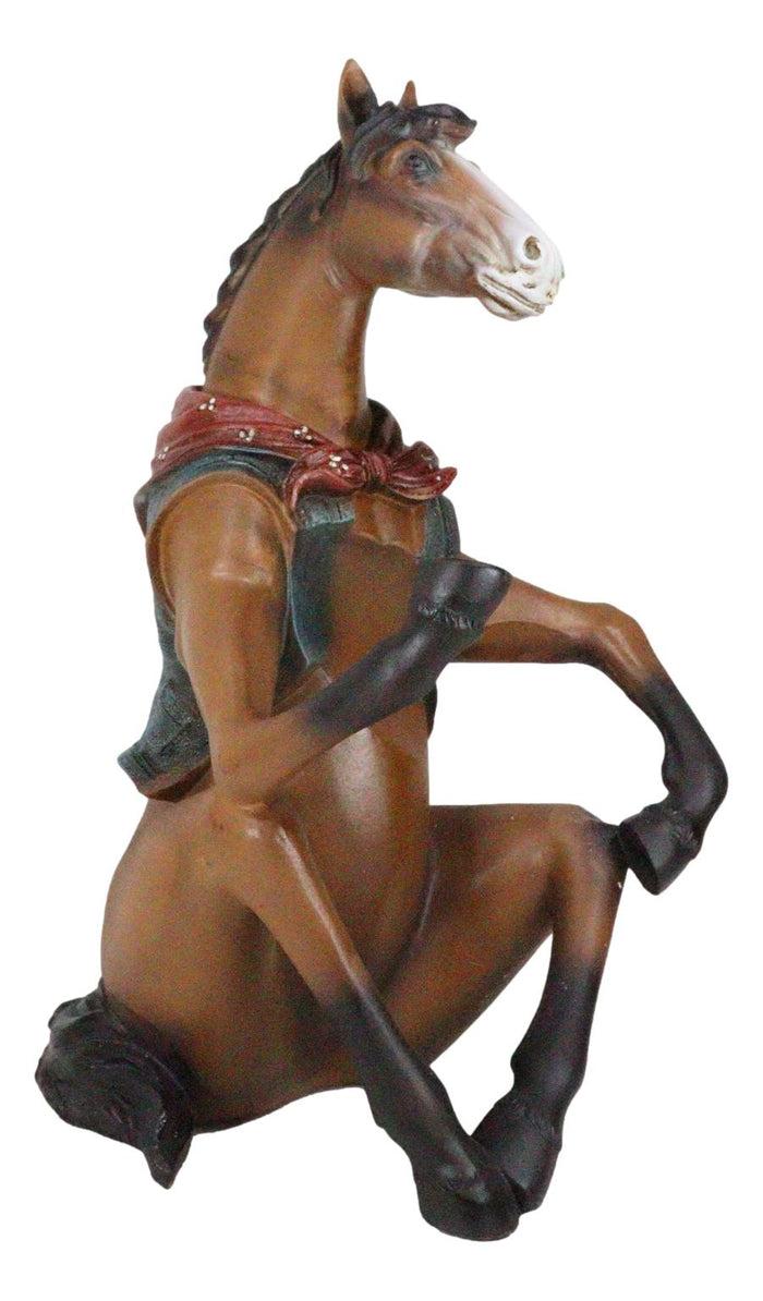 Wild West Western Cowboy Sitting Brown Horse With Red Scarf Wine Bottle Holder