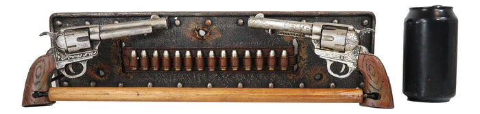 Wild Western Double Six Shooter Pistols With Bullets Wall Towel Holder