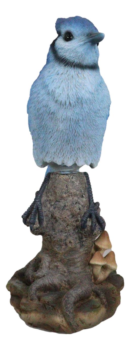 Wildlife Blue Jay Passerine Bird Perching On Tree Stump Spring Bouncing Figurine