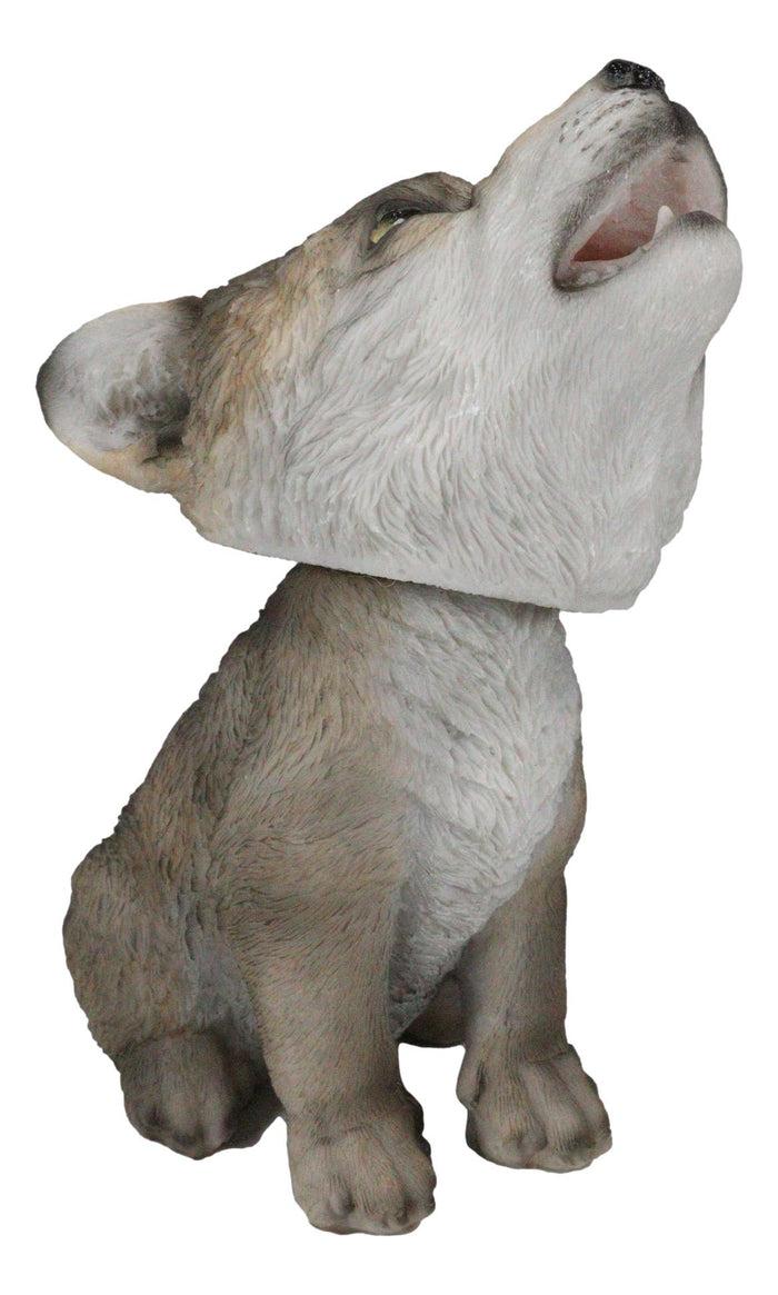 Wildlife Cries Of The Night Moon Dance Howling Gray Wolf Pup Bobblehead Figurine