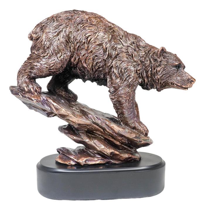 Wildlife Large Grizzly Bear Going Down Hill Bronze Electroplated Resin Figurine