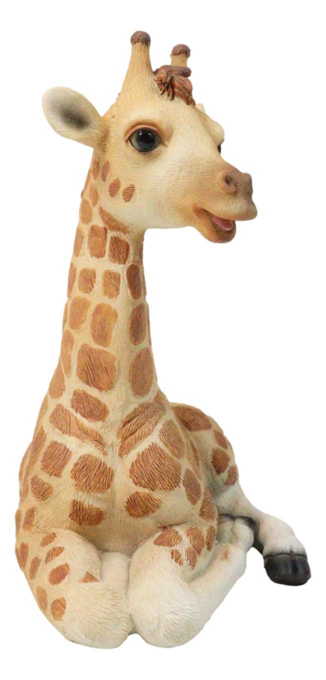 Wildlife Safari Savannah Masai Giraffe Calf Sitting In Repose Figurine 5.75"H