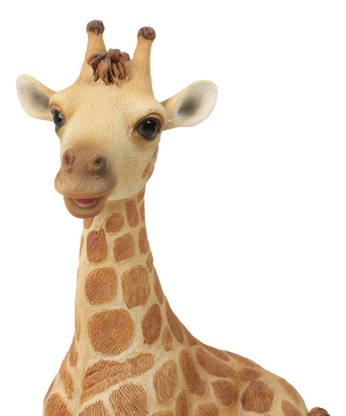 Wildlife Safari Savannah Masai Giraffe Calf Sitting In Repose Figurine 5.75"H