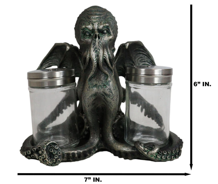 Winged Cthulhu The Wise One Octopus Kraken Salt And Pepper Shakers Holder Set