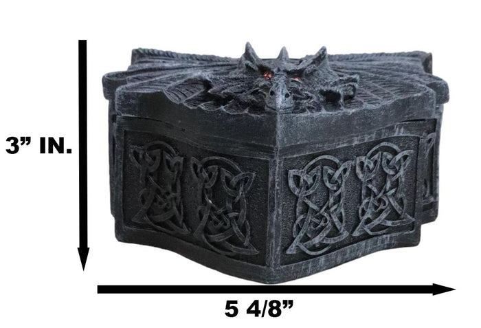Winged Mystic Dragon Pentagram With Celtic Knotwork Decorative Jewelry Box