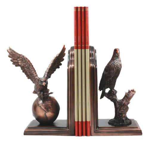 Wings Of Glory American Bald Eagle Bookends Pair Bronze Electroplated Figurine