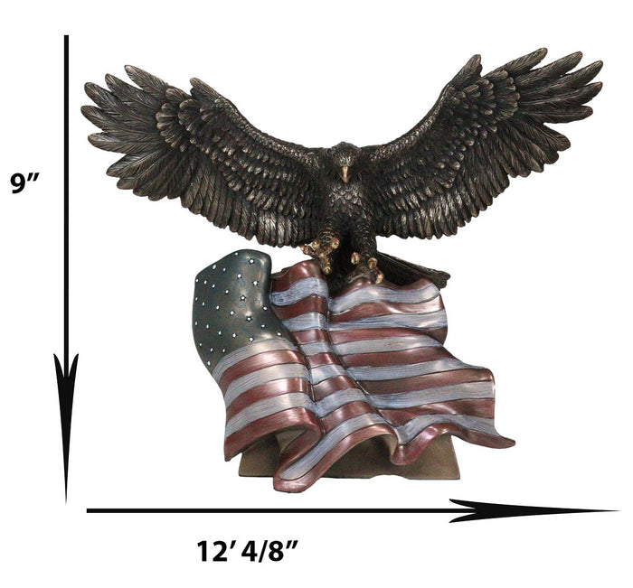 Wings Of Glory Bald Eagle Clutching Star Spangled Banner American Flag Figurine