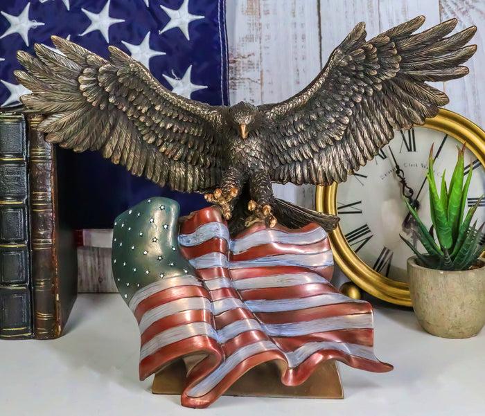 Wings Of Glory Bald Eagle Clutching Star Spangled Banner American Flag Figurine