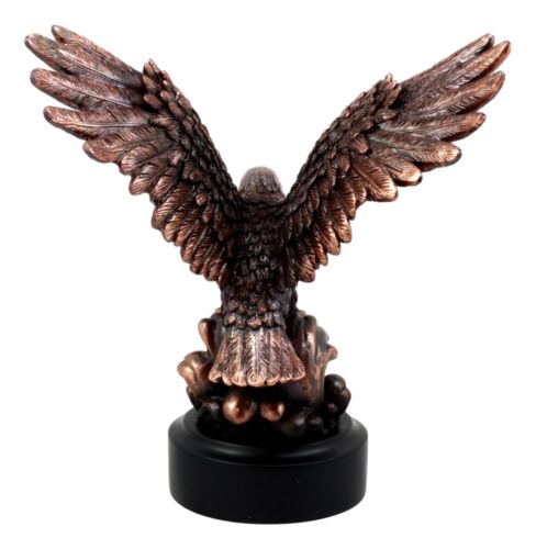 Wings Of Glory Bald Eagle With American Flag Bronze Electroplated Figurine
