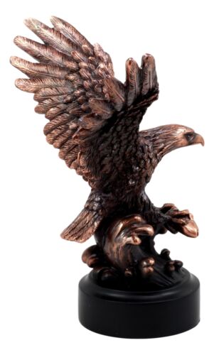 Wings Of Glory Bald Eagle With American Flag Bronze Electroplated Figurine