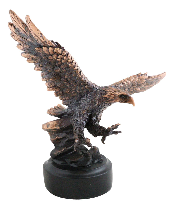 Wings Of Glory Heraldic Bald Eagle Swooping Fiercely At Prey Figurine With Base