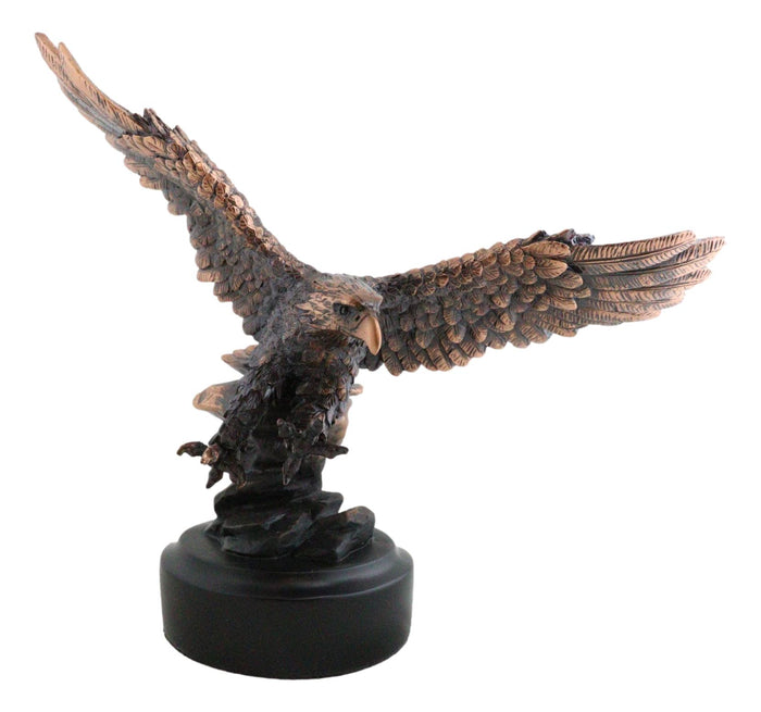 Wings Of Glory Heraldic Bald Eagle Swooping Fiercely At Prey Figurine With Base