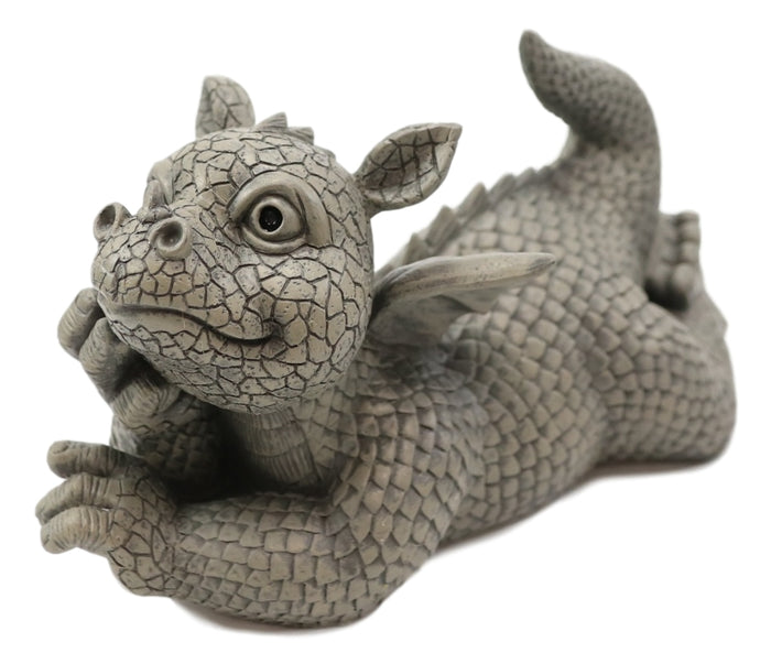 Wishful Thinking Dreamy Baby Dragon On The Ground Statue 12"L Fairy Garden Decor