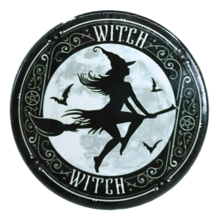 Witch Flying On Magic Broomstick Ceramic Coaster Set Of 4 Tiles With Cork Backs