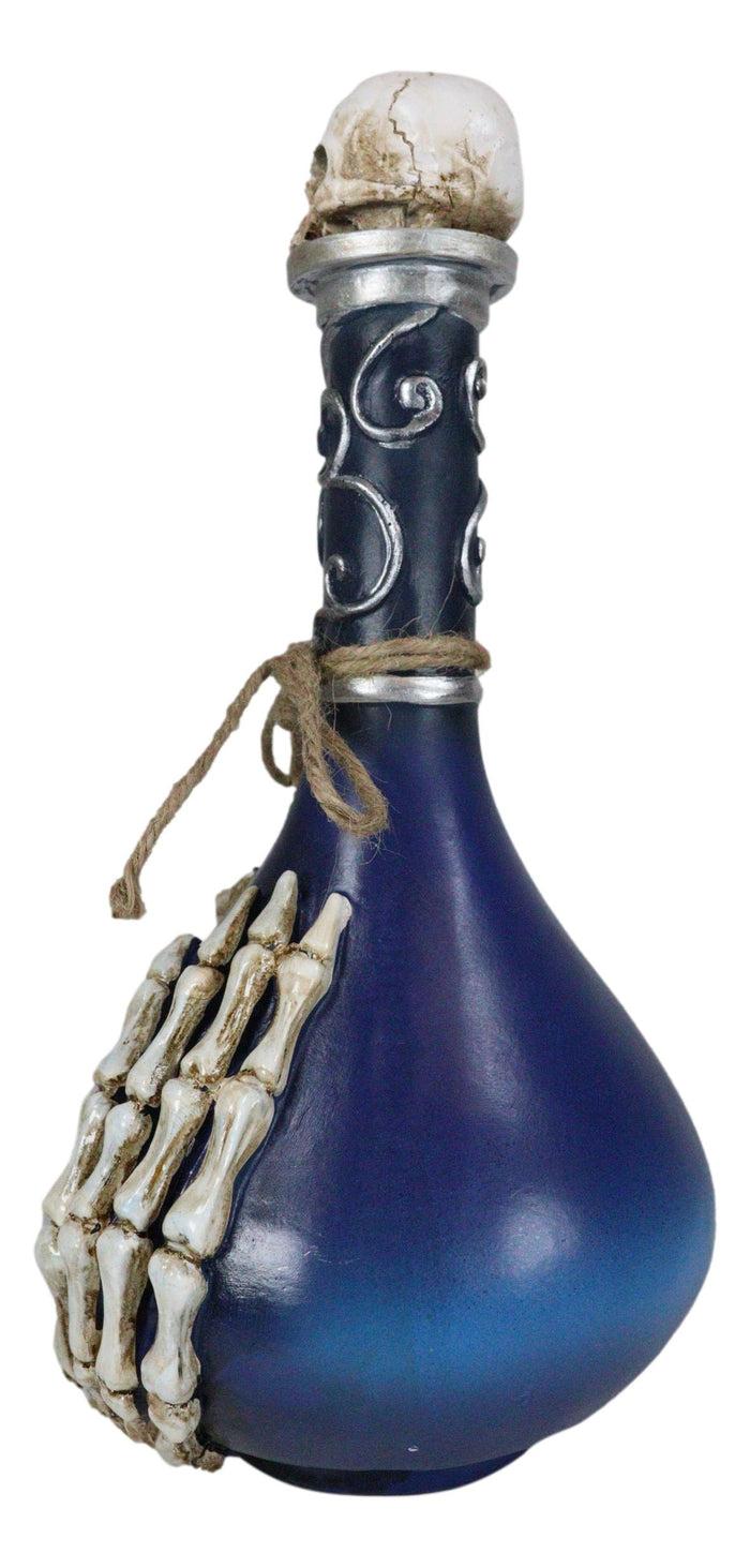 Witchcraft Skeleton Fingers And Skull Blue Decorative Potion Bottle Drink Me