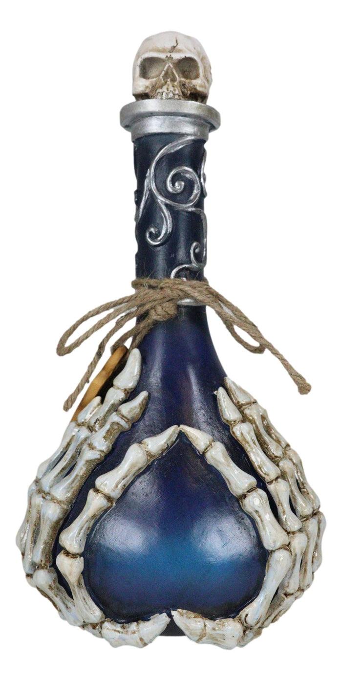 Witchcraft Skeleton Fingers And Skull Blue Decorative Potion Bottle Drink Me
