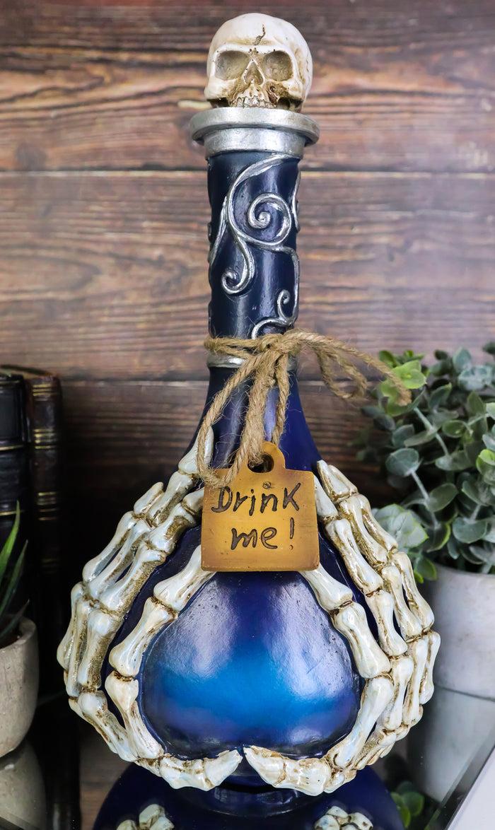 Witchcraft Skeleton Fingers And Skull Blue Decorative Potion Bottle Drink Me