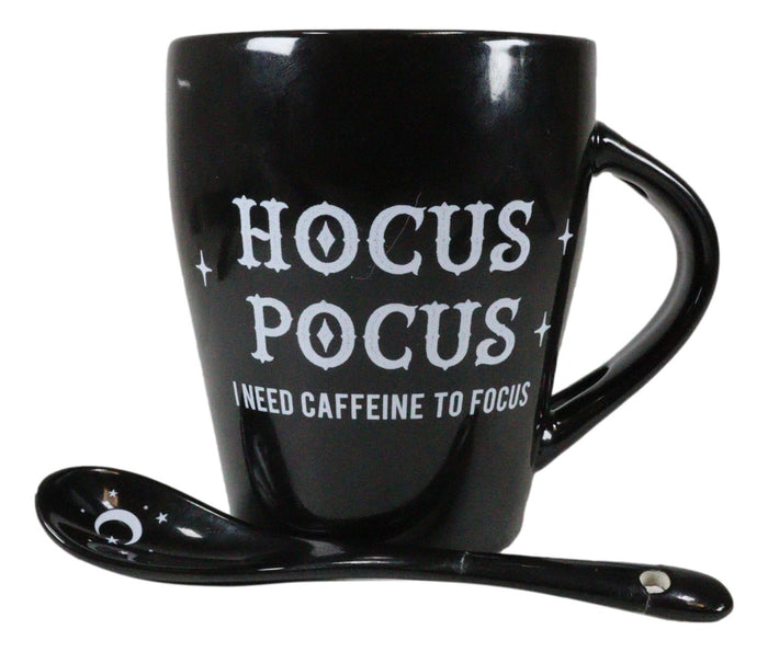 Witchcraft Wicca Hocus Pocus Crescent Moon Stars Coffee Mug And Spoon Set