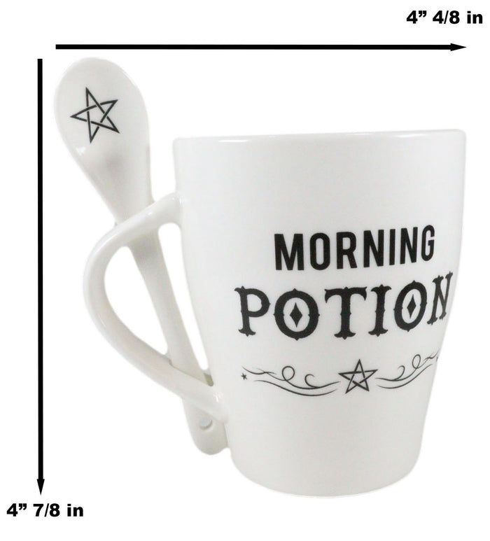 Witchcraft Wicca Morning Potion Pentagram Star Ceramic Coffee Mug And Spoon Set