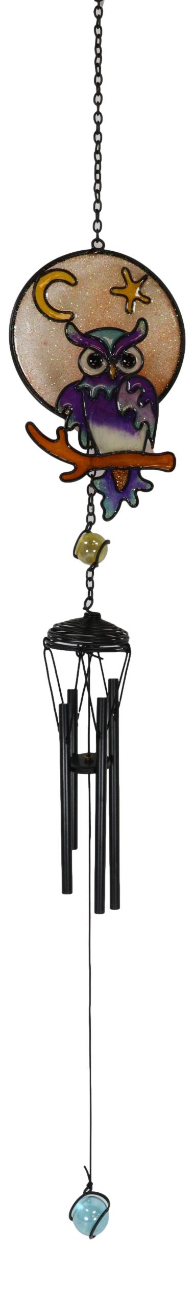 Woodland Gem Owl Resonant Relaxing Black Coated Copper Wind Chime Garden Patio