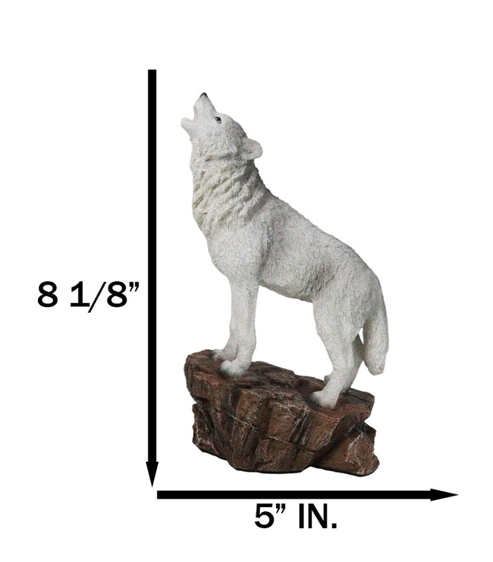 Woodlands Wildlife Mystical Alpha Gray Wolf Howling To The Moon Figurine Decor
