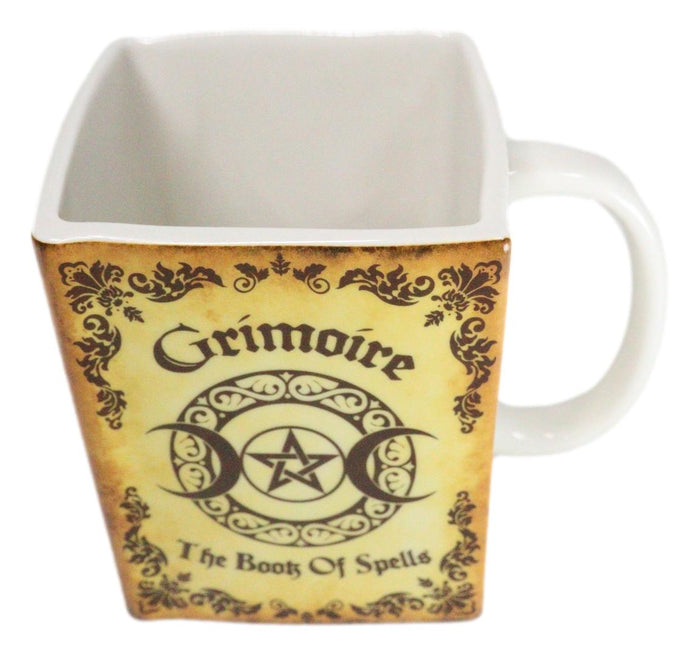 Yellow Grimoire Book Of Spells Triple Moon Arcane Arts Ceramic Boxy Square Mug