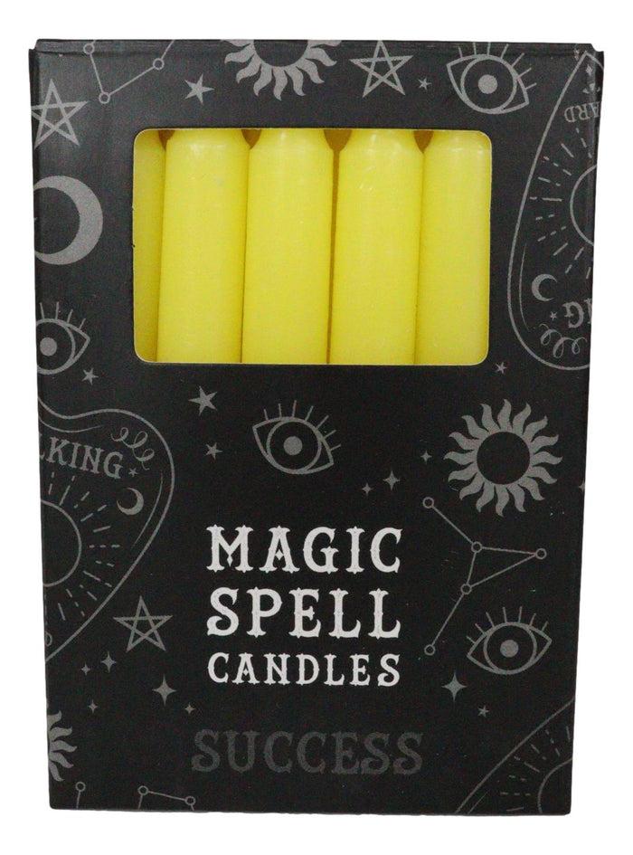 Yellow Success Victory Pack Of 12 Wicca Occult Witch Ritual Spell Chime Candles