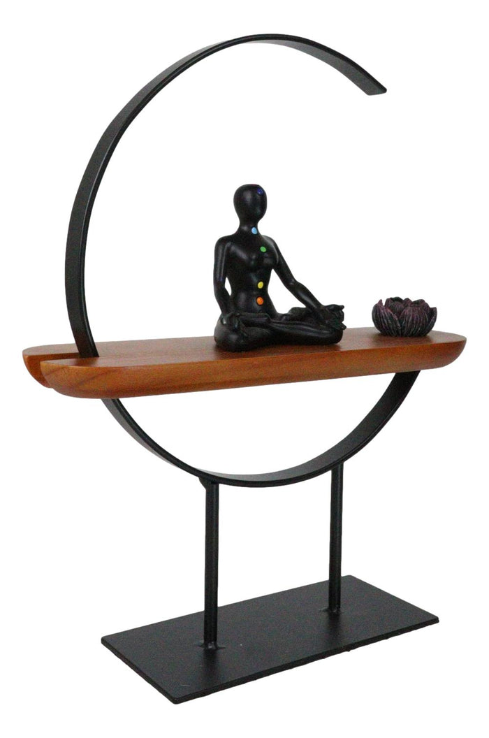 Zen Crescent Rainbow 7 Chakra Zones Black Yoga Avatar With Lotus Incense Burner