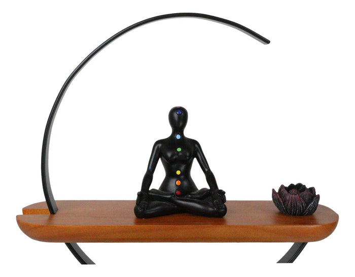 Zen Crescent Rainbow 7 Chakra Zones Black Yoga Avatar With Lotus Incense Burner