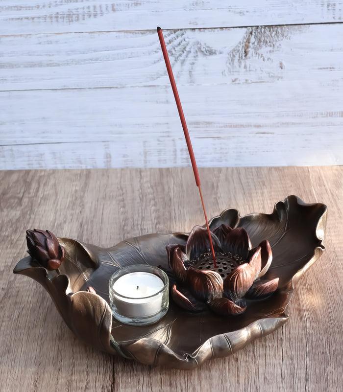 Zen Garden Buddha Lotus Flower Incense Burner Votive Tea Light Candleholder Zen Garden Buddha Lotus Flower Incense Burner Votive Tea Light Candleholder
