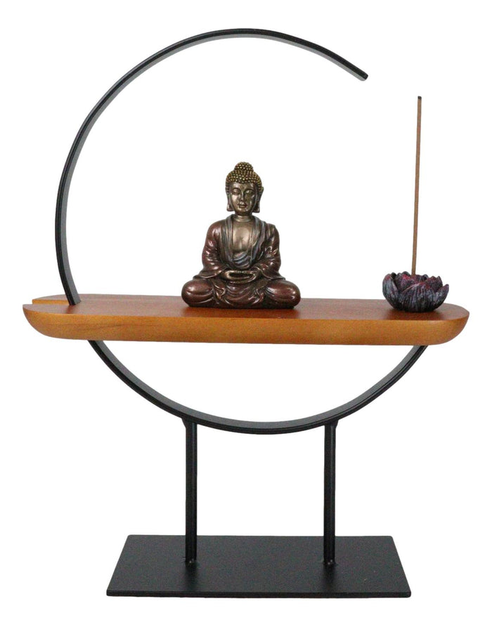 Zen Metal Crescent Amitabha Buddha With Lotus Incense Burner Meditation Tool Zen Metal Crescent Amitabha Buddha With Lotus Incense Burner Meditation Tool
