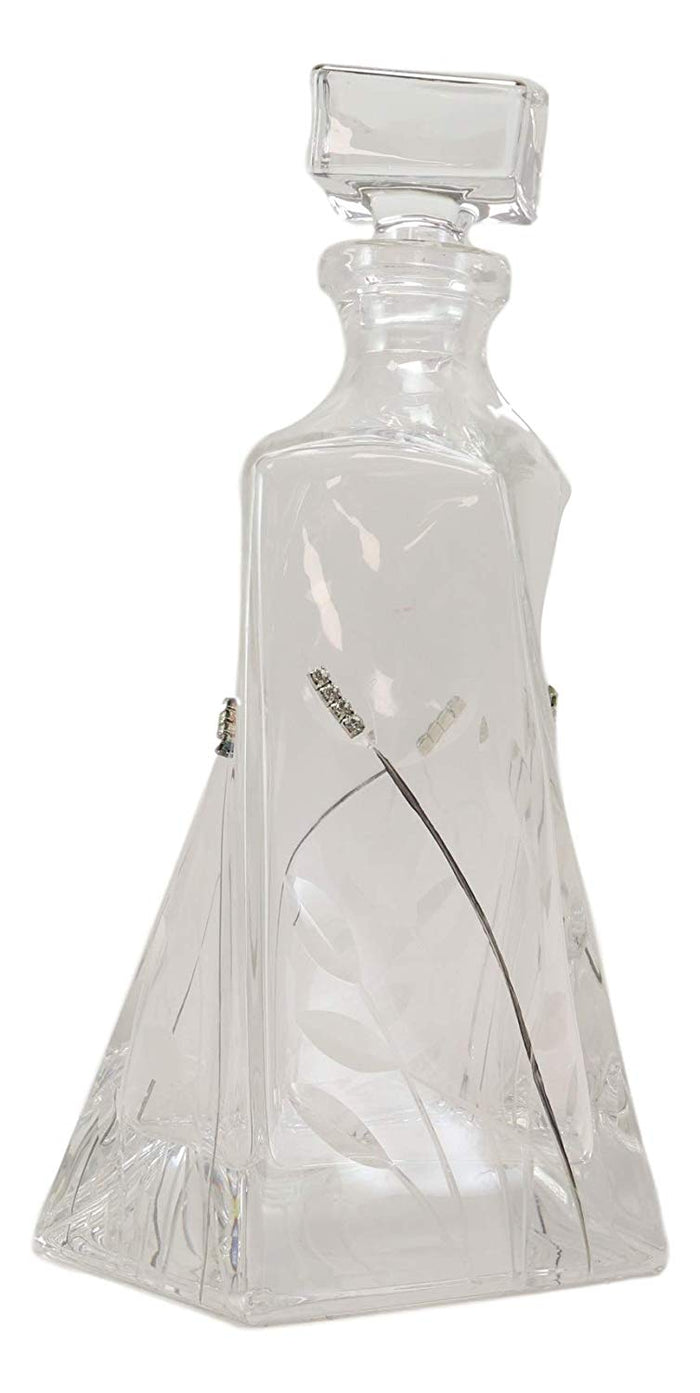 7 Piece Whiskey Scotch Brandy Set Elegant Clear Glass Decanter And DOF Glasses