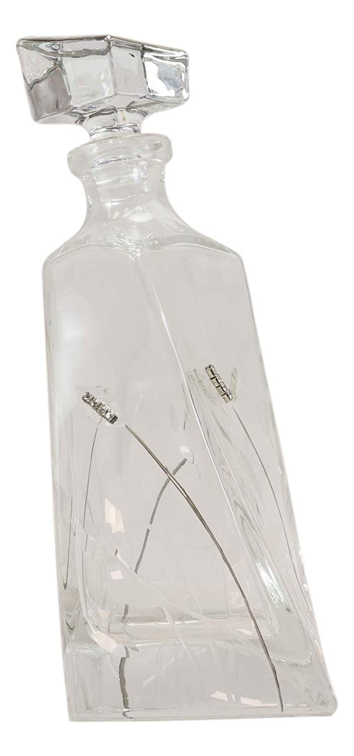 7 Piece Whiskey Scotch Brandy Set Elegant Clear Glass Decanter And DOF Glasses