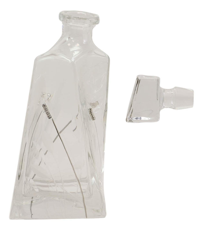 7 Piece Whiskey Scotch Brandy Set Elegant Clear Glass Decanter And DOF Glasses