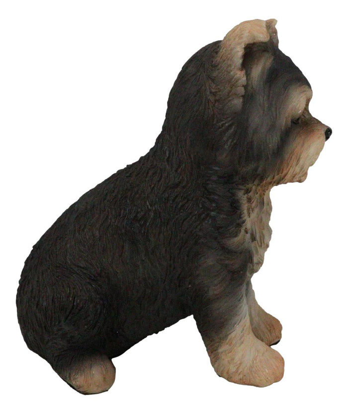 Adorable Lifelike Pet Pal Sitting Yorkie Terrier Puppy Home Decor Figurine