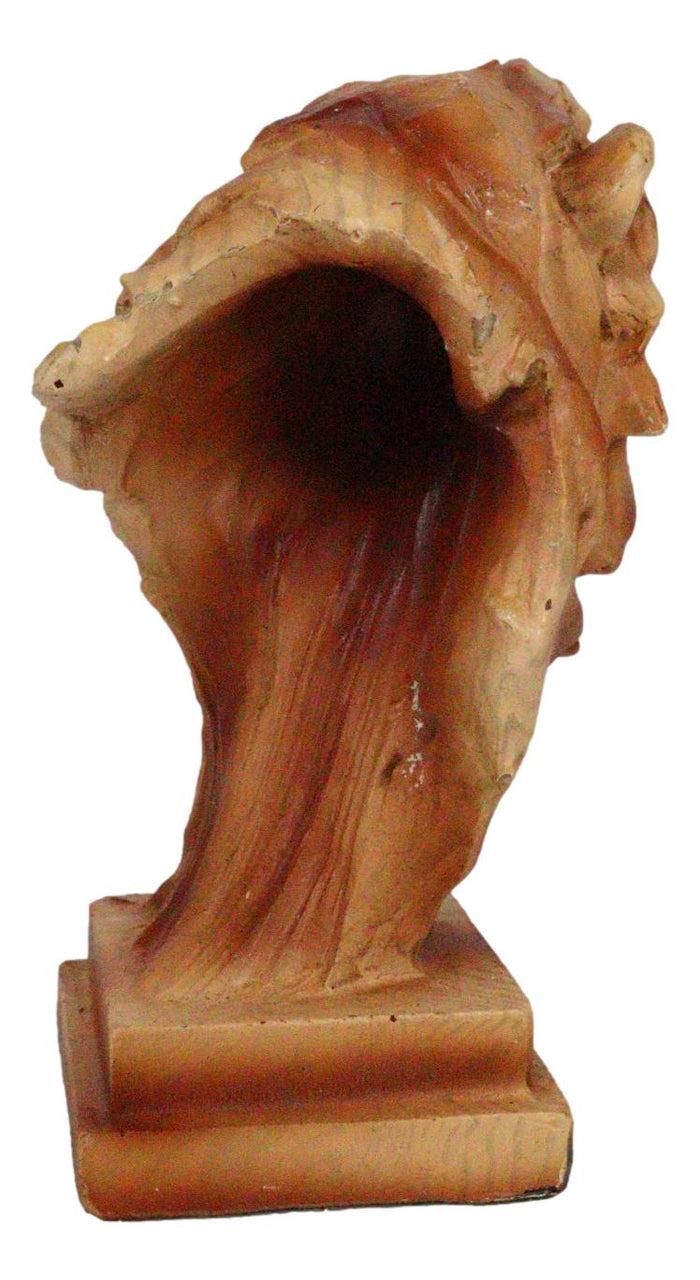 African Safari Lion King Of Pride Rock Bust Small Faux Wood Carving Figurine