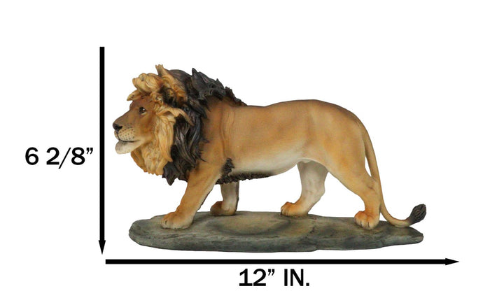 African Savanna Safari Wildlife Majestic Lion Prowling In Grasslands Figurine