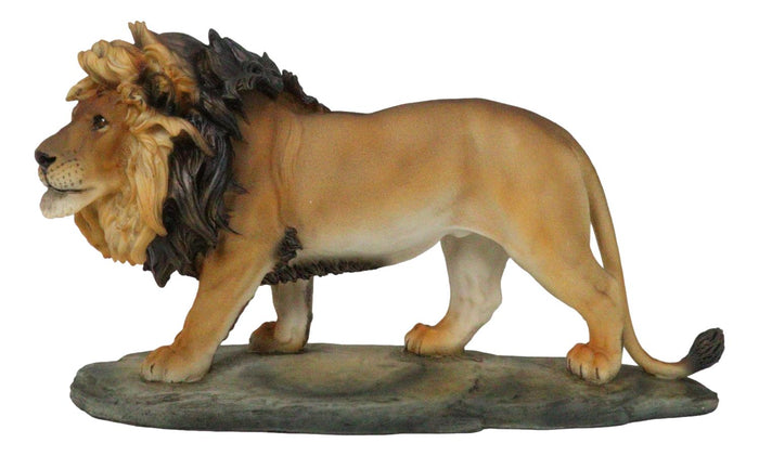 African Savanna Safari Wildlife Majestic Lion Prowling In Grasslands Figurine