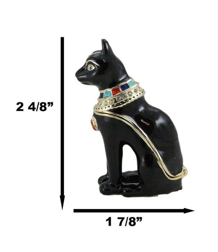 Ancient Egyptian Bastet Cat Goddess Pewter Austrian Crystals Trinket Jewelry Box