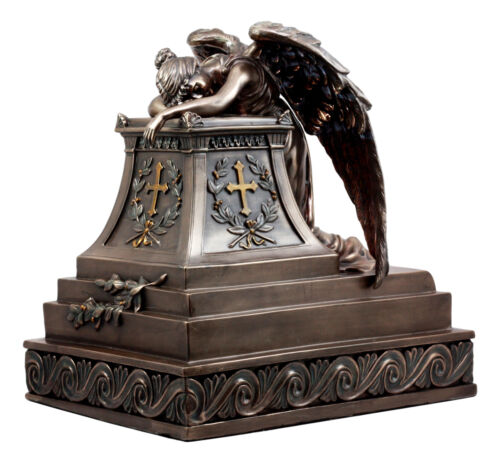 Bronzed Inspirational Guardian Mourning Angel Cremation Urn Statue 320 Cu Inch