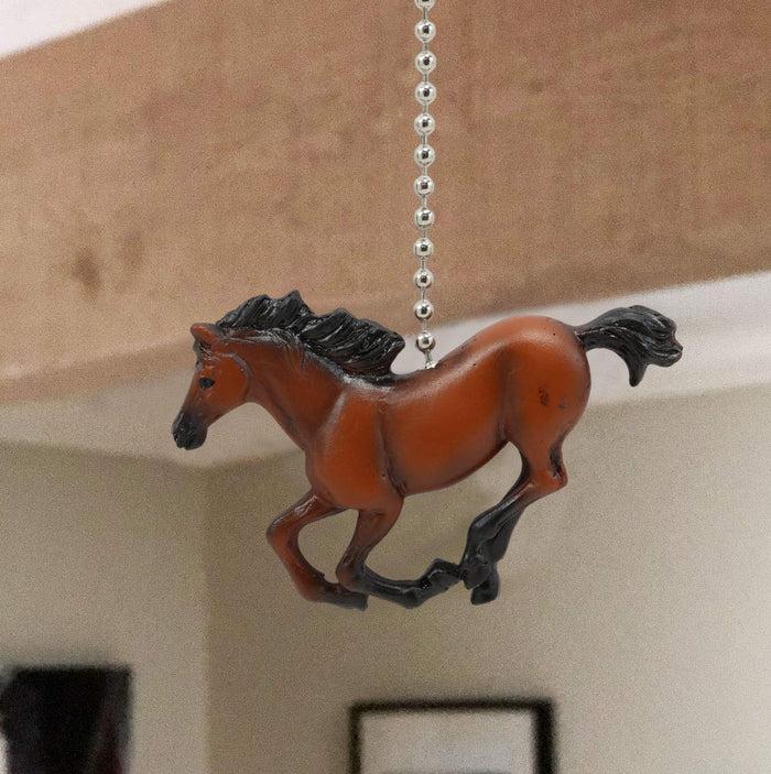 Ceiling Fan Metal Pull Chain With Galloping Horse Knob Handle 3.25"(Set Of 3)
