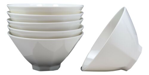 Contemporary Octagon White Jade Melamine Large 9"Dia Soup Salad Bowls 48oz Set 6