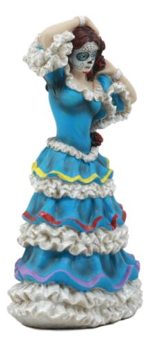 Dia De Los Muertos Day Of The Dead Sugar Skulls Pretty Blue Gown Dancer Statue