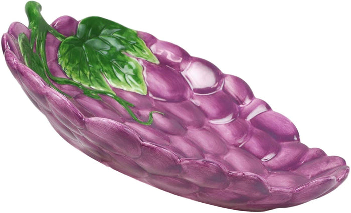 Ebros 10.25" Long Fresh Hearty Bunch Grape Clusters Dish Platter Serving Plate
