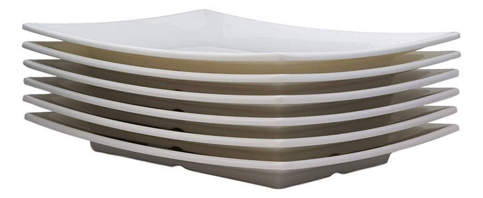 Ebros 11.5"W White Large Rectangular Modern Serving Plate or Dish SET OF 6