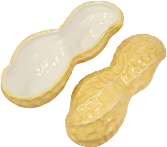 Ebros 11"Long Ceramic Realistic Peanut Legume Shell Container Jar With Lid 32 Oz